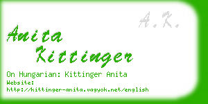 anita kittinger business card